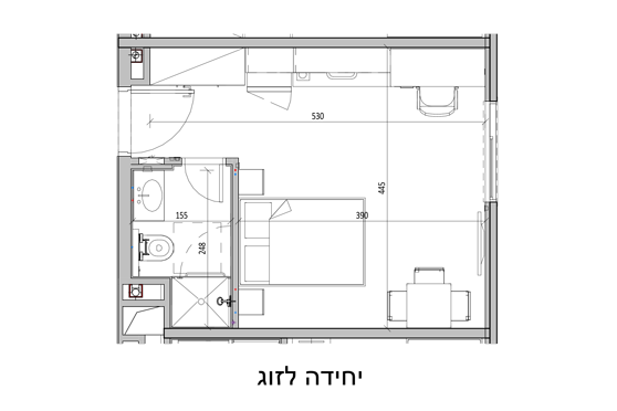 דירה לזוג הסרטוט להמחשה בלבד כל דירה ומרפסת שונה בגודלה מהדירות האחרות