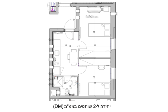 דירת שני שותפים. הסרטוט להמחשה בלבד כל דירה שונה בגודלה מהדירות האחרות